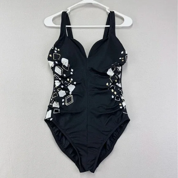 Miraclesuit‎ One Piece Swimsuit Womens 12 Black Sweetheart Neckline Shapewear - Picture 2 of 12